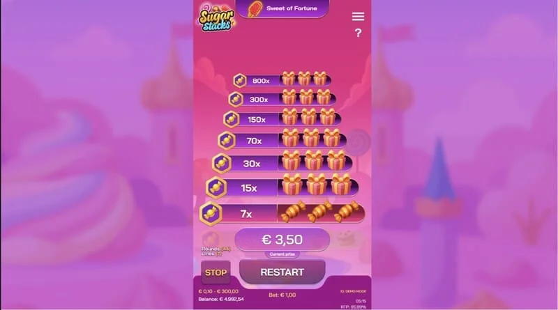 Sugar Stacks - টাওয়ারের উপরের লেভেলে ক্যাশ-আউটের পর বড় জয়